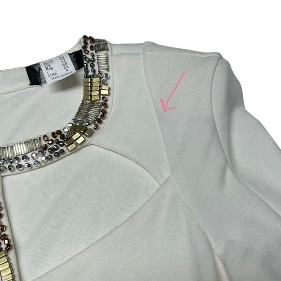 VENUS White Mini Dress with Beaded Detail - Picture 14 of 15